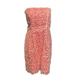 Jessica Simpson Coral Embroided Overlay Floral Dress NWTS ORIG $138. 14 Eyelet